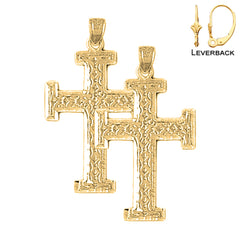 Sterling Silver 33mm Teutonic Cross Earrings (White or Yellow Gold Plated)