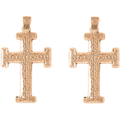 14K or 18K Gold 33mm Teutonic Cross Earrings