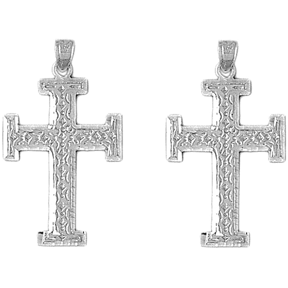 Sterling Silver 33mm Teutonic Cross Earrings