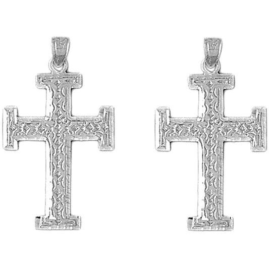 Sterling Silver 33mm Teutonic Cross Earrings