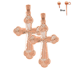 14K or 18K Gold Budded Cross Earrings