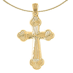 14K or 18K Gold Budded Cross Pendant