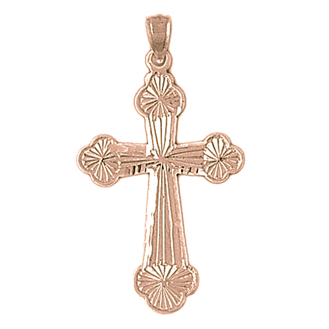 14K or 18K Gold Budded Cross Pendant