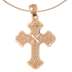 14K or 18K Gold Budded Cross Pendant