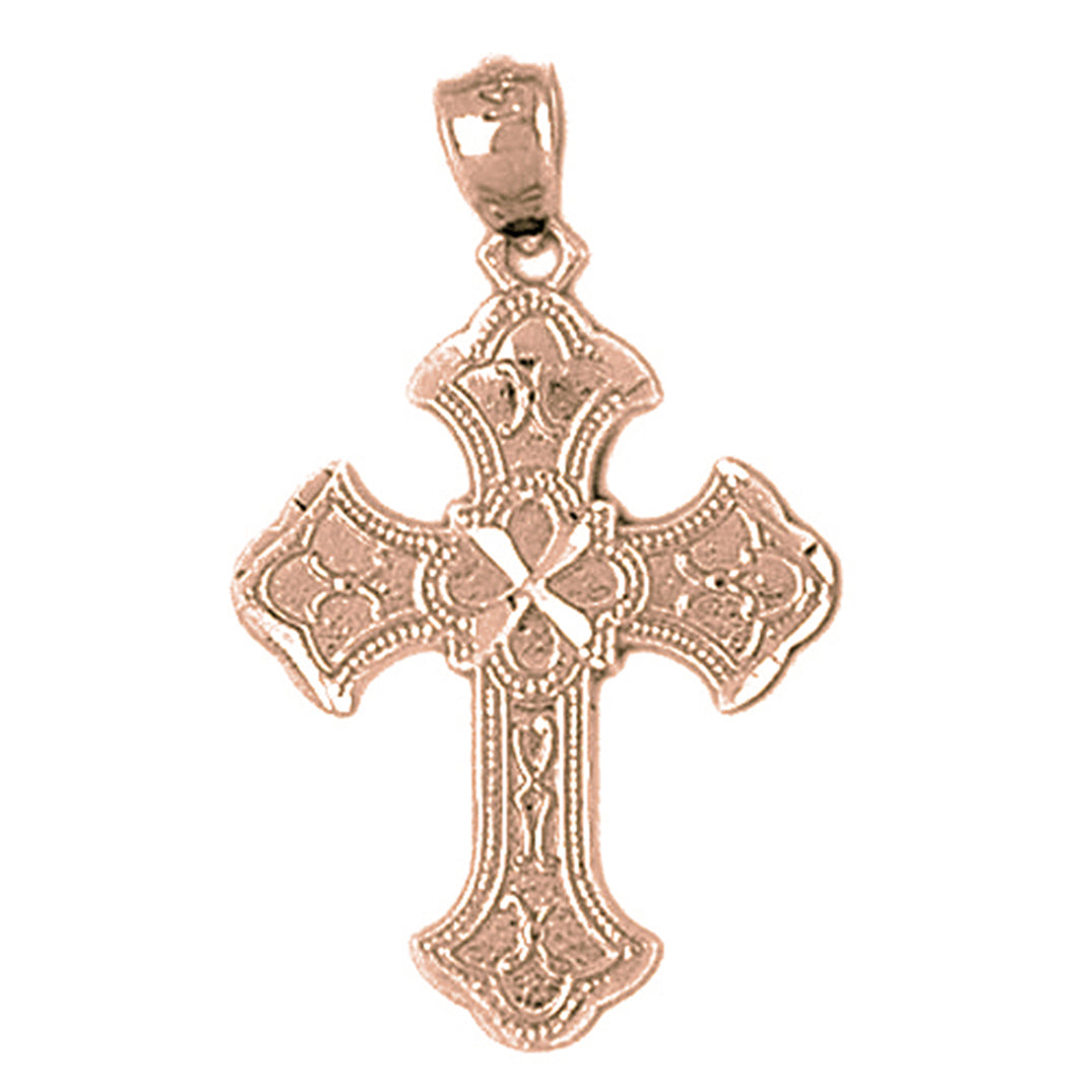 14K or 18K Gold Budded Cross Pendant