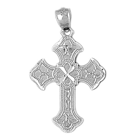 14K or 18K Gold Budded Cross Pendant