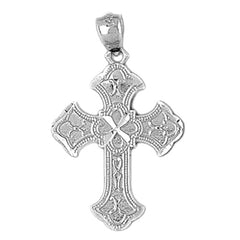 14K or 18K Gold Budded Cross Pendant