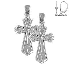 Sterling Silver 30mm Passion Cross Earrings (White or Yellow Gold Plated)