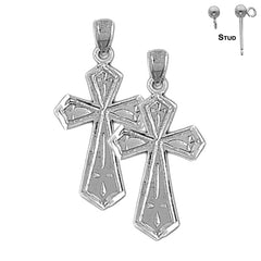 Sterling Silver 30mm Passion Cross Earrings (White or Yellow Gold Plated)