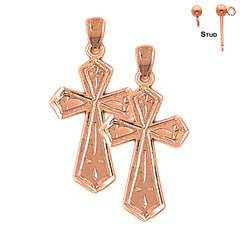 14K or 18K Gold Passion Cross Earrings