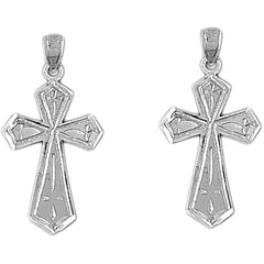 Sterling Silver 30mm Passion Cross Earrings