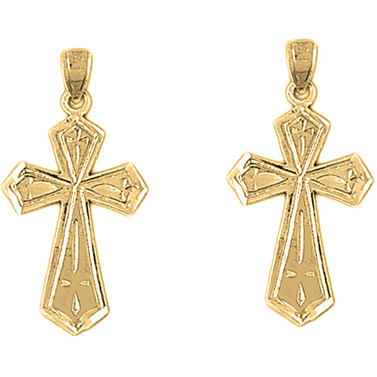 Yellow Gold-plated Silver 30mm Passion Cross Earrings