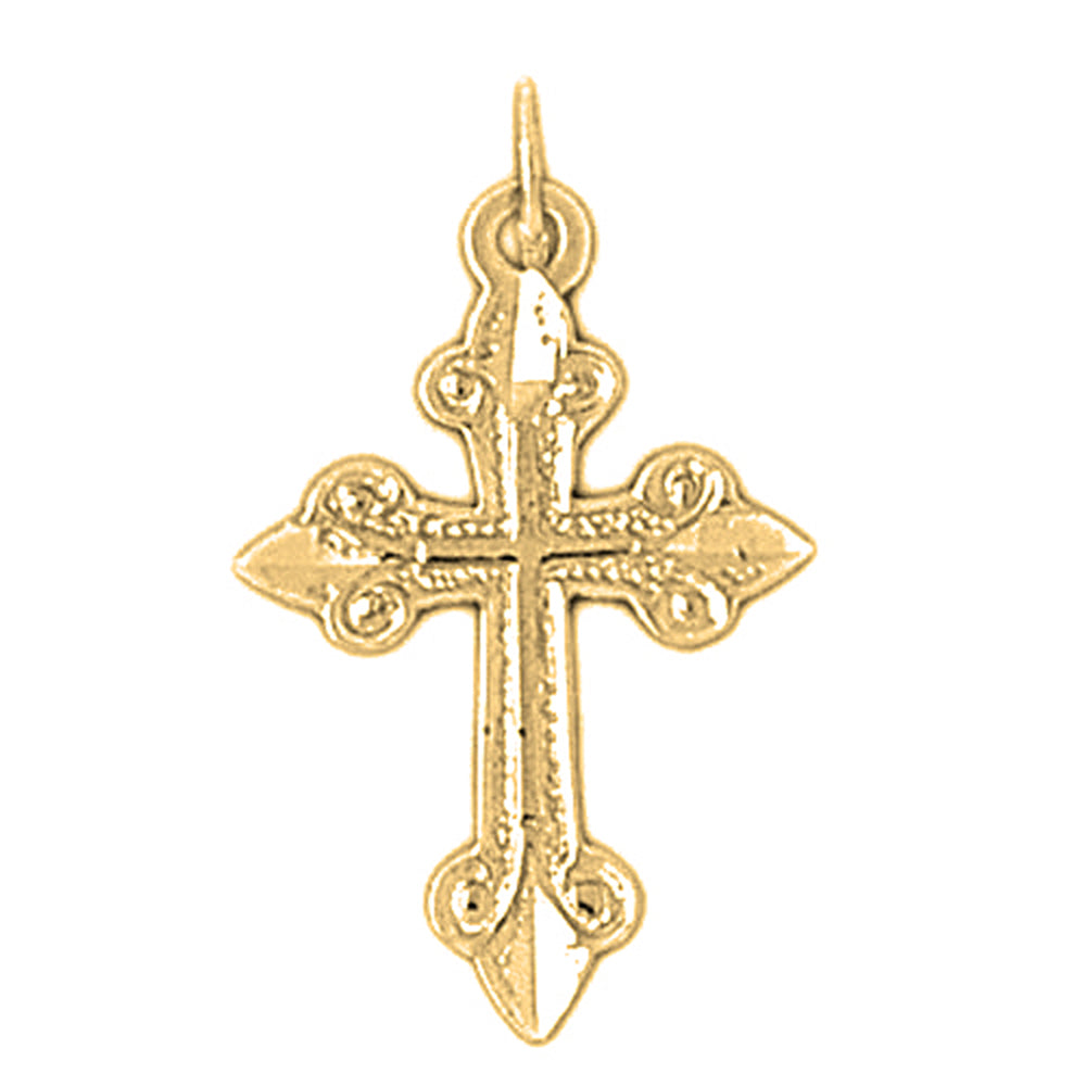 14K or 18K Gold Budded Cross Pendant