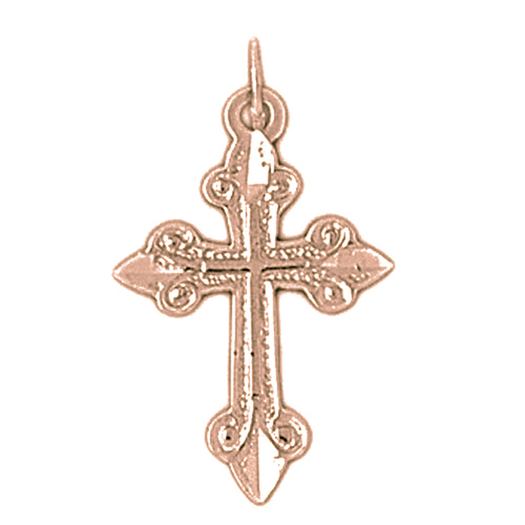 14K or 18K Gold Budded Cross Pendant