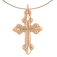 14K oder 18K Gold Knospenkreuz Anhänger