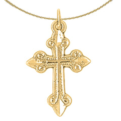 14K or 18K Gold Budded Cross Pendant