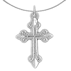 14K or 18K Gold Budded Cross Pendant