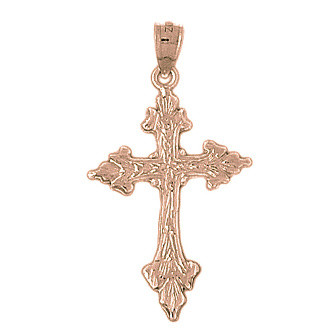 14K or 18K Gold Budded Cross Pendant