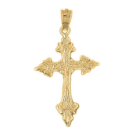 14K or 18K Gold Budded Cross Pendant