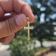 14K or 18K Gold Budded Cross Pendant