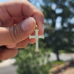 14K or 18K Gold Budded Cross Pendant