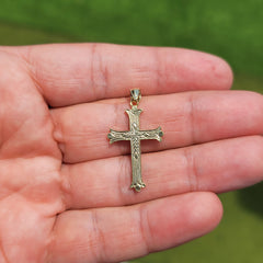 14K or 18K Gold Budded Cross Pendant