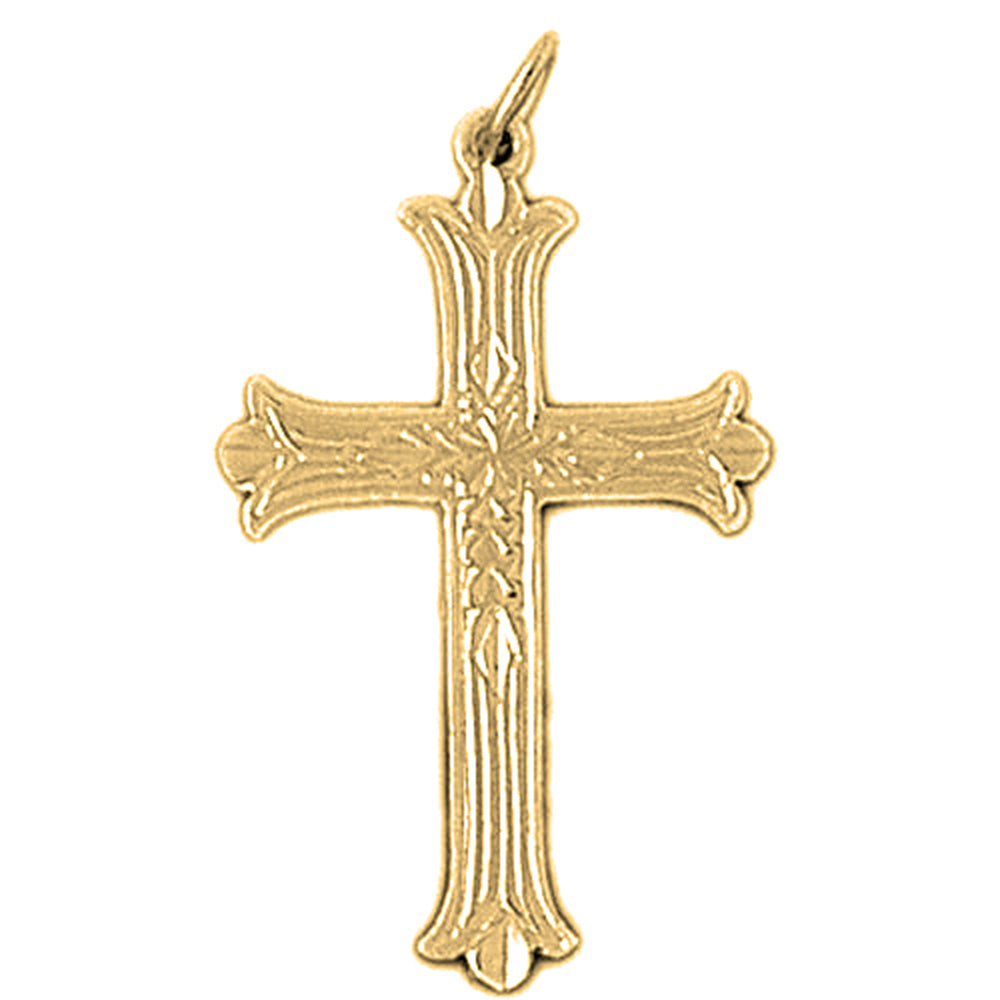 14K or 18K Gold Budded Cross Pendant