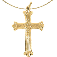 14K or 18K Gold Budded Cross Pendant