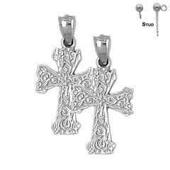 14K or 18K Gold Vine Cross Earrings