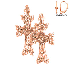 14K oder 18K Gold Florale Kreuz Ohrringe