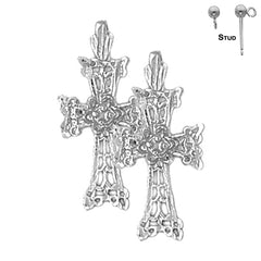 14K or 18K Gold Floral Cross Earrings