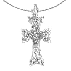 14K or 18K Gold Floral Cross Pendant