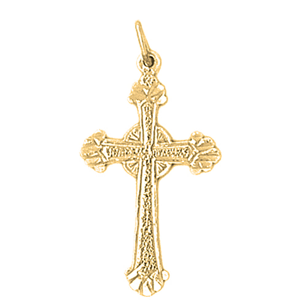 14K or 18K Gold Budded Glory Cross Pendant