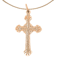 Colgante de cruz de gloria con brotes de oro de 14 quilates o 18 quilates