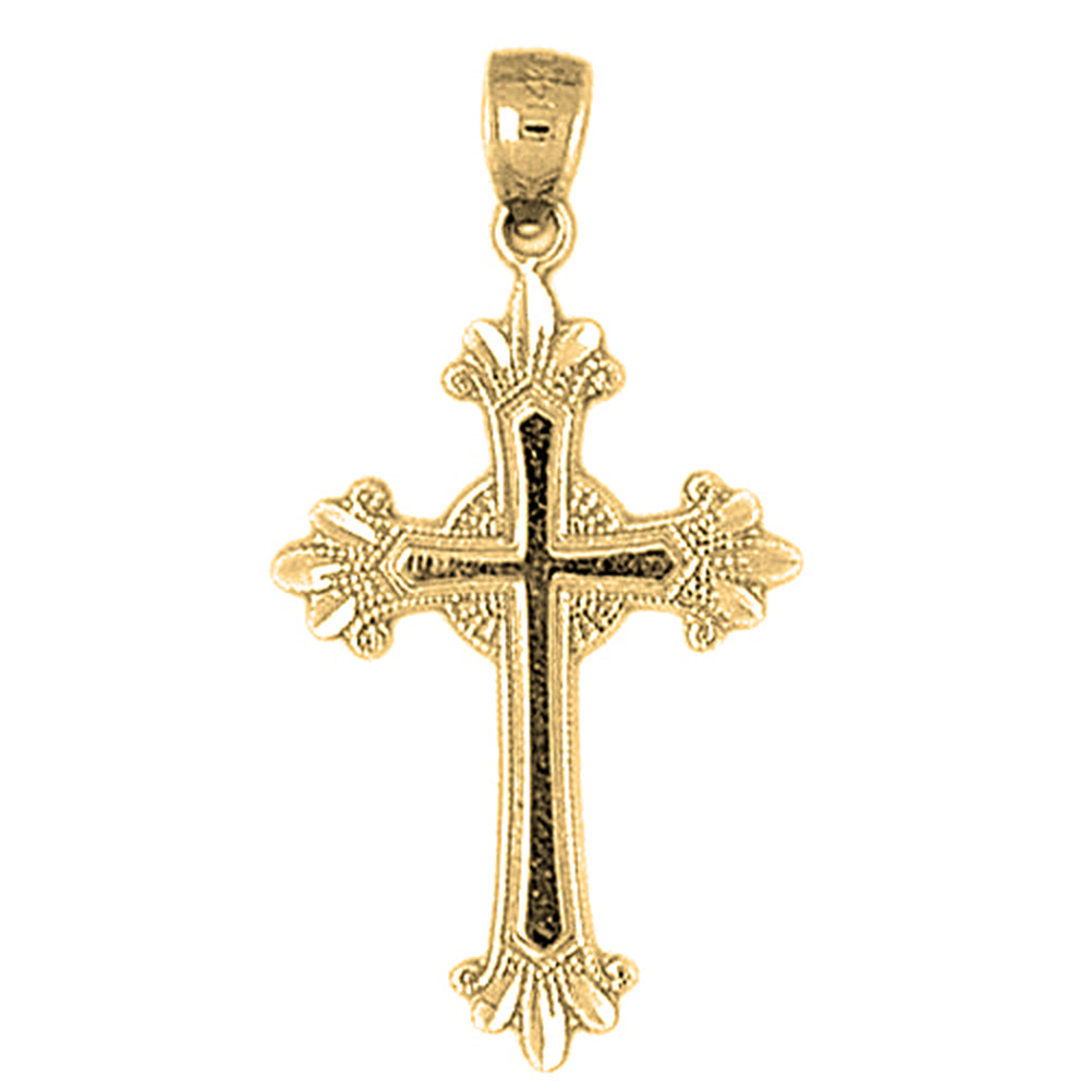 14K or 18K Gold Budded Glory Cross Pendant