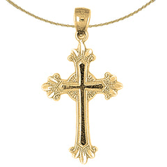 Colgante de cruz de gloria con brotes de oro de 14 quilates o 18 quilates