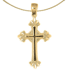 14K or 18K Gold Budded Glory Cross Pendant