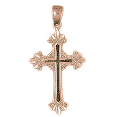 14K or 18K Gold Budded Glory Cross Pendant