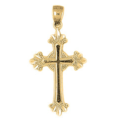 14K or 18K Gold Budded Glory Cross Pendant