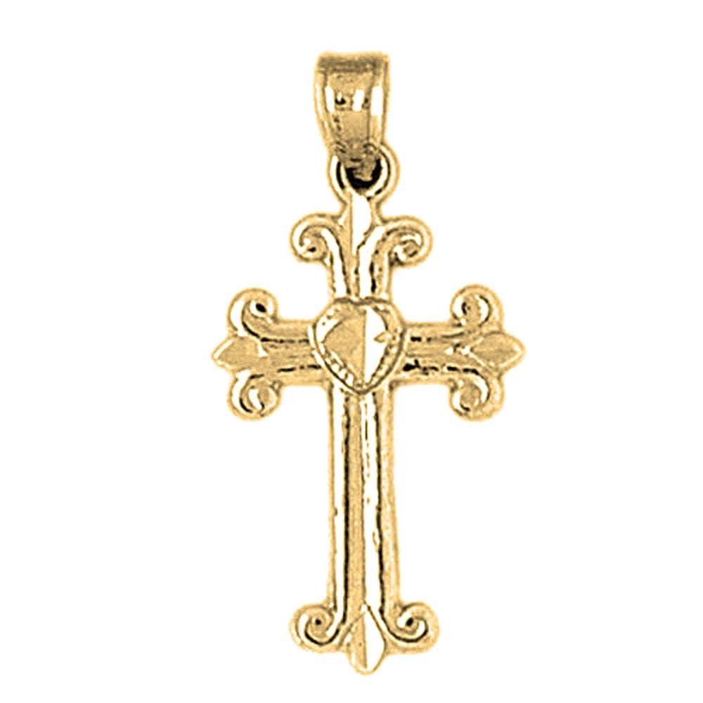 14K or 18K Gold Budded Cross Pendant