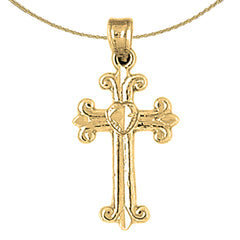 Colgante de cruz con brotes de oro de 14 quilates o 18 quilates