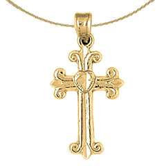 14K or 18K Gold Budded Cross Pendant