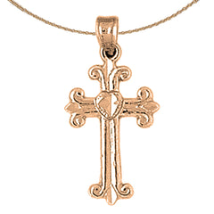 14K or 18K Gold Budded Cross Pendant