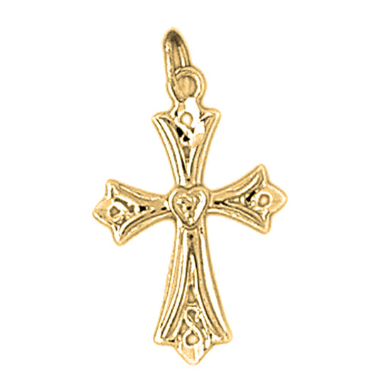 14K or 18K Gold Budded Cross Pendant