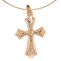 14K or 18K Gold Budded Cross Pendant