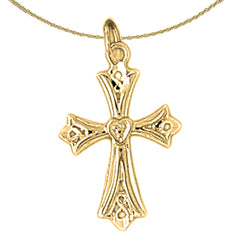 14K or 18K Gold Budded Cross Pendant