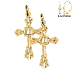 14K or 18K Gold Budded Cross Earrings