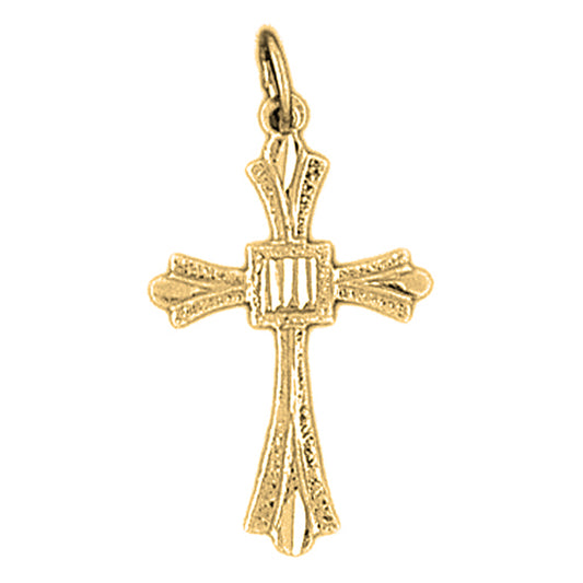 14K or 18K Gold Budded Cross Pendant