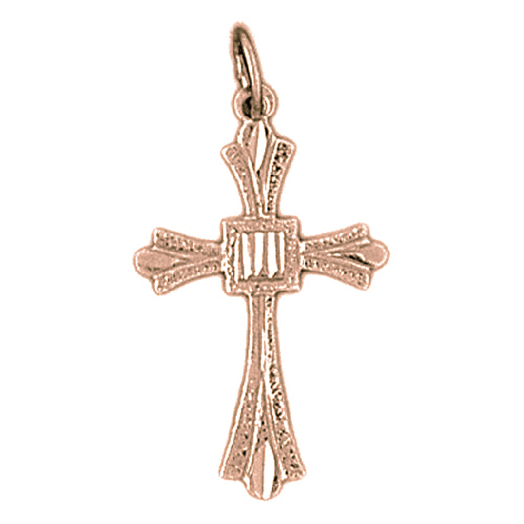 14K or 18K Gold Budded Cross Pendant