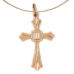 14K or 18K Gold Budded Cross Pendant